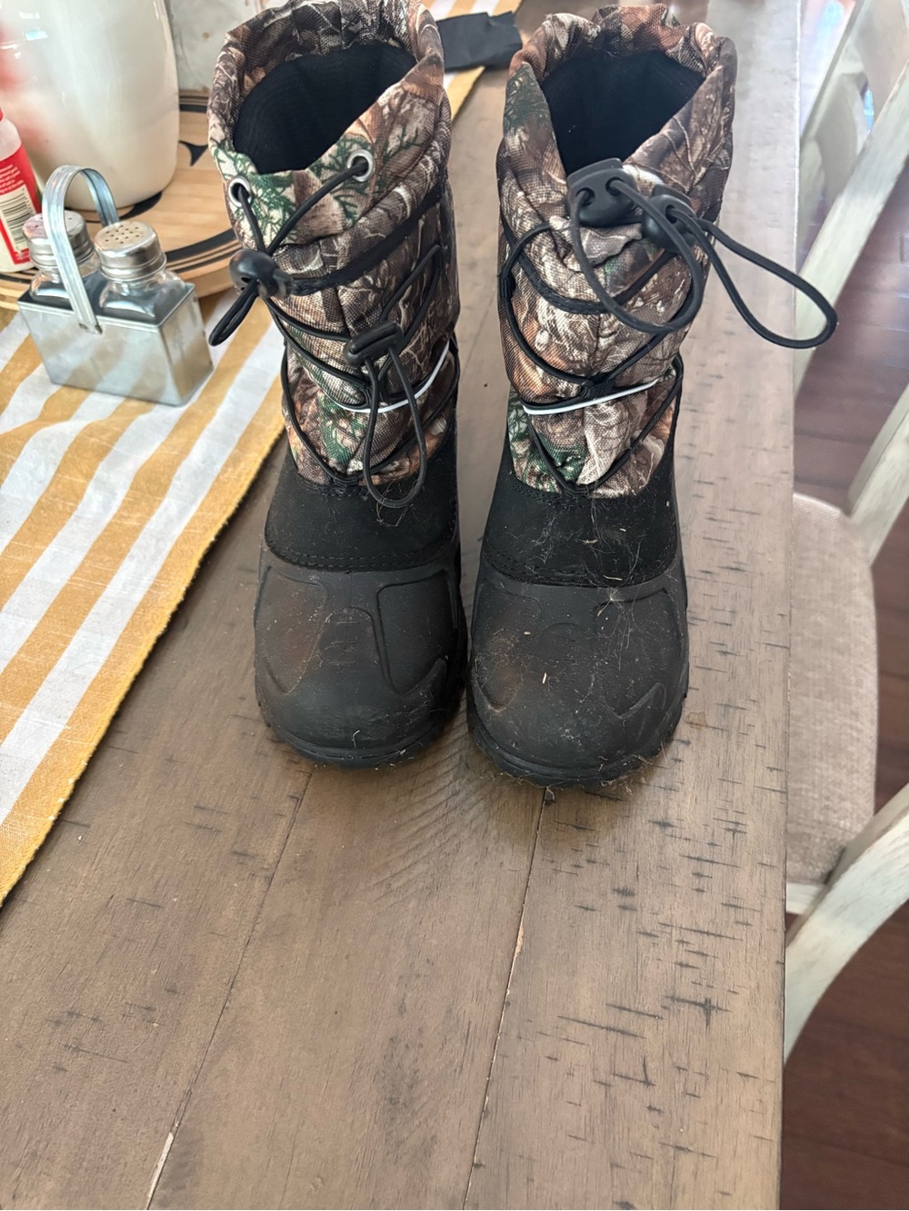 Kids Waterproof Winter Boots - Black with Camo Upper